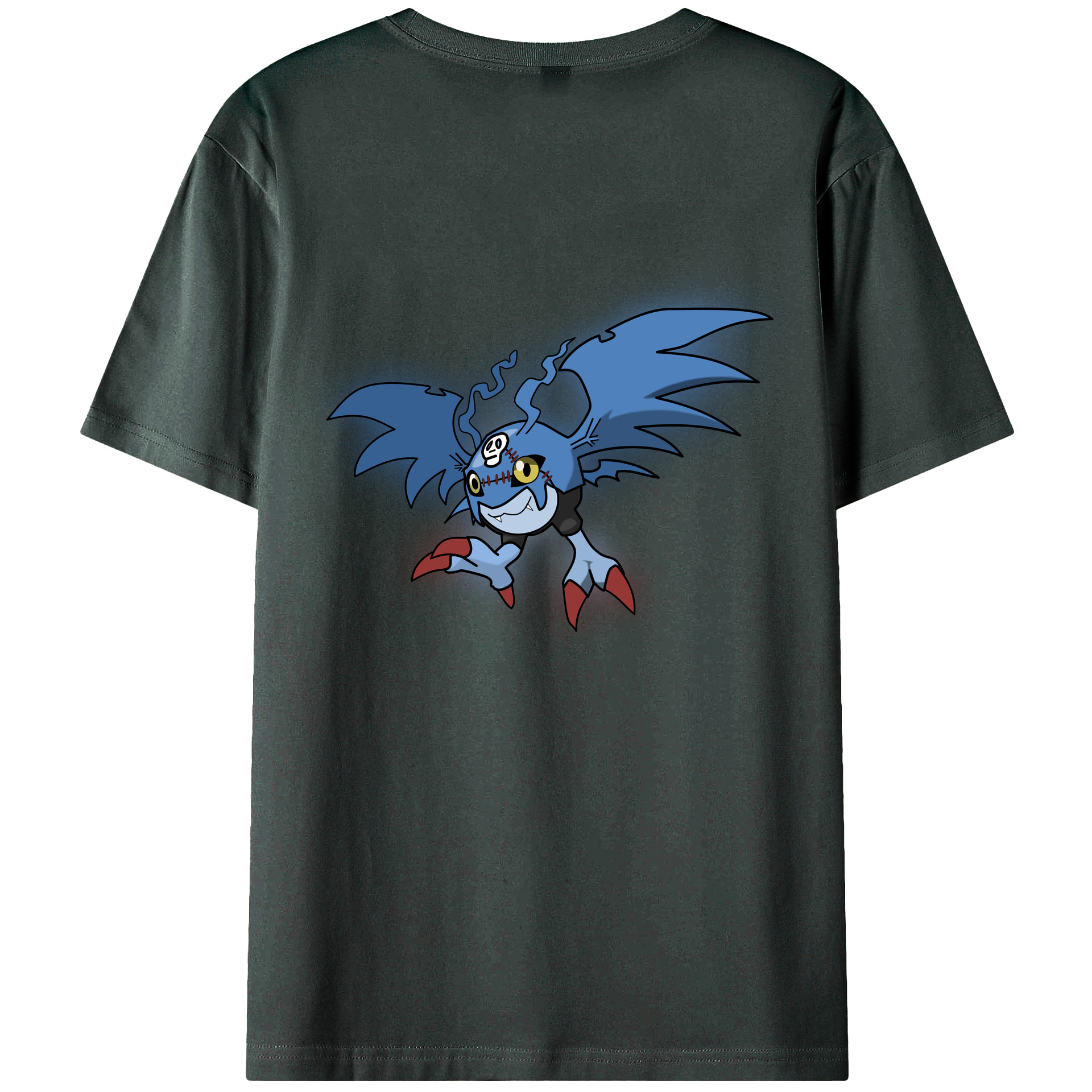 （画像用） Digimon デジタルモンスター/デジモン 綿100％ メンズ半袖Tシャツ（バックプリント） 通気性
